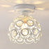 Modern Minimalist Round Dome Iron Crystal 1-Light Semi-Flush Mount Ceiling Light For Living Room