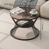 Modern Minimalist Round Hourglass Shape Glass Iron Coffee Table 2-Tier For Living Room