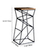 Contemporary Industrial Iron Wood Geometric Frame Square Bar Stool Footrest For Dining Room