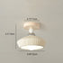 Contemporary Scandinavian Cream Ceramic Geometric Round Shade 1-Light Semi-Flush Mount Ceiling Light For Living Room