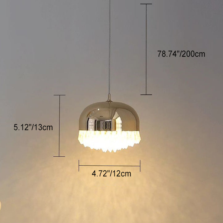 Modern Luxury Iron Crystal Semicircular LED Pendant Light For Dining Room