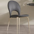 Contemporary Nordic Round Faux Leather Upholstered Carbon Steel Legs Dining Chair Backrest Armless For Dining Room