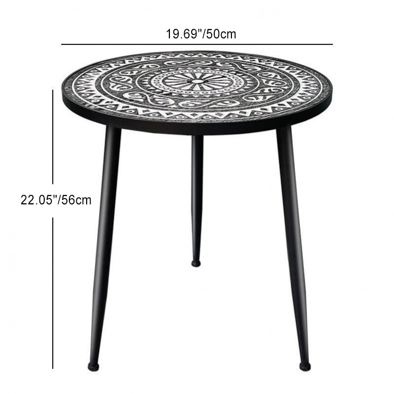 Contemporary Simplicity Pattern Wood Iron Round Coffee Table For Living Room