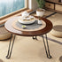 Modern Minimalist Round Wood Iron Coffee Table Foldable For Living Room