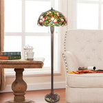 Traditional Tiffany Stained Glass Fairy Peach Hardware Base 3-Light Standing Floor Lamp For Home Office