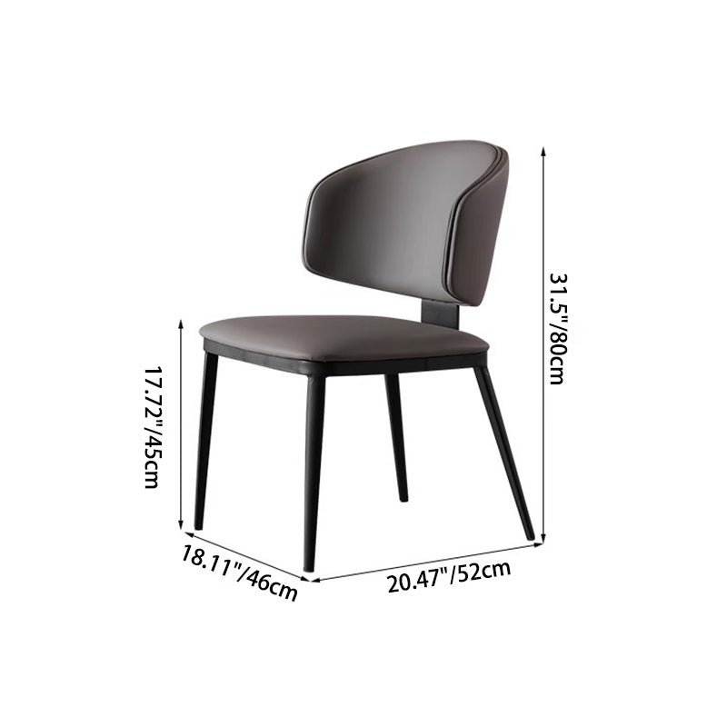 Modern Minimalist Square Cushion Microfiber Leather Carbon Steel Dining Chair Backrest For Dining Room