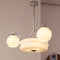 Modern Mid-Century Branch Curved Rod Round Orb Iron Glass 4/6/8 Light Chandelier For Living Room