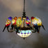 Traditional Tiffany Dome Parrot Alloy Stained Glass 8-Light Chandelier For Living Room