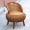 Traditional Vintage Orb Curved Bamboo Rattan Solid Wood Chair Backrest Armless For Living Room