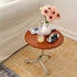 Traditional Vintage Round Wood Stainless Steel Cross-legged End Table For Living Room