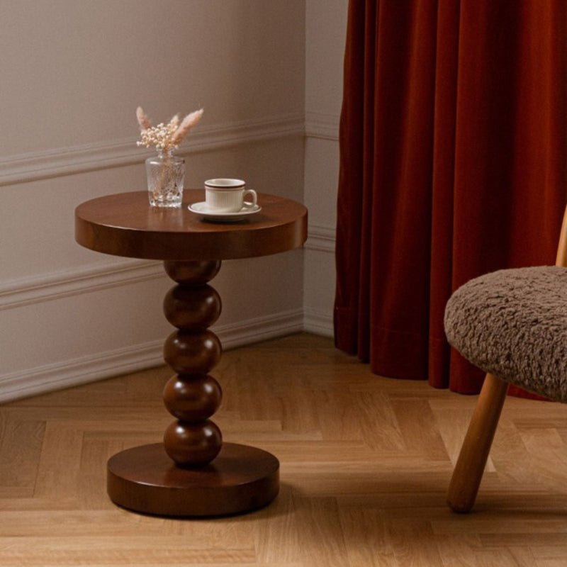 Traditional Vintage Round Beaded Wooden Coffee Table For Living Room