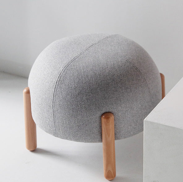 Contemporary Scandinavian Ladybug Shape Cotton Linen Pouf Low Stool For Living Room