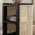 Traditional Japanese Half Oval Wood Rattan Nightstand 3-Tier For Bedroom