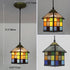 Traditional Tiffany Half Round House Pyramid Iron Glass 1-Light Pendant Light For Bedroom