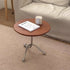 Traditional Vintage Round Wood Stainless Steel Cross-legged End Table For Living Room