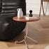 Traditional Vintage Round Wood Stainless Steel Cross-legged End Table For Living Room