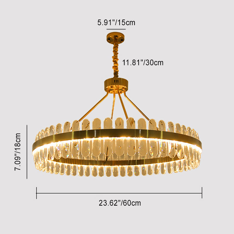 Modern Luxury Crystal Stainless Steel Round LED Chandelier For Living Room