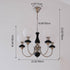 Traditional Vintage Branch Curved Pole Orb Iron Wood Glass 3/5/6 Light Chandelier For Living Room