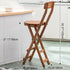 Contemporary Retro Round Foldable Solid Wood Bar Stool Backrest For Dining Room
