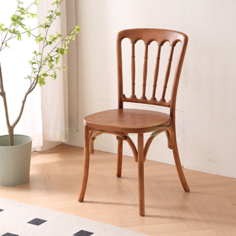 Traditional Vintage Round Rattan Solid Wood Dining Chair Backrest For Dining Room