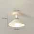 Contemporary Scandinavian Cream Ceramic Geometric Round Shade 1-Light Semi-Flush Mount Ceiling Light For Living Room