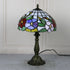 Traditional Tiffany Stained Glass Dome Shade Lotus Alloy Base 1-Light Table Lamp For Bedroom