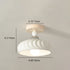 Contemporary Scandinavian Cream Ceramic Geometric Round Shade 1-Light Semi-Flush Mount Ceiling Light For Living Room