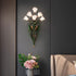 Contemporary Creative Tulip Frosted Glass Shade Iron Frame 6-Light Wall Sconce Lamp For Living Room