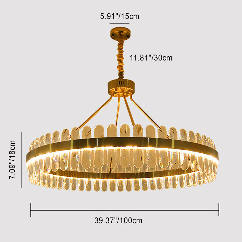 Modern Luxury Crystal Stainless Steel Round LED Chandelier For Living Room