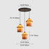 Traditional Japanese Resin Iron Copper House Cylinder 1/3 Light Island Light Chandelier For Dining Room