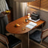Modern Minimalist Foldable Oval Melamine Faced Board Wood Stainless Steel Dining Table For 4 Seats