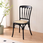 Traditional Vintage Round Rattan Solid Wood Dining Chair Backrest For Dining Room