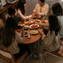 Modern Minimalist Foldable Oval Melamine Faced Board Wood Stainless Steel Dining Table For 4 Seats