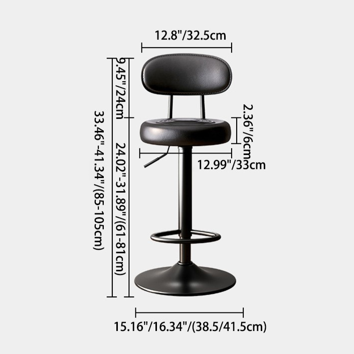 Modern Minimalist Round Upholstered Curved Backrest Leather Metal Bar Stool For Dining Room