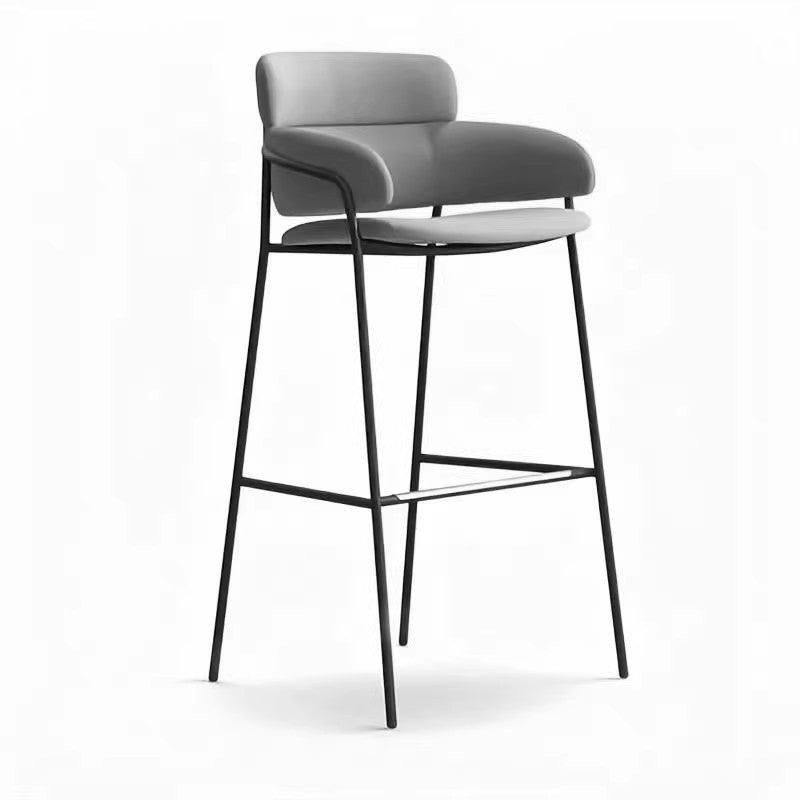 Contemporary Nordic Flannelette Stainless Steel Bar Stool Backrest Armrest For Dining Room