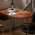 Modern Minimalist Foldable Oval Melamine Faced Board Wood Stainless Steel Dining Table For 4 Seats