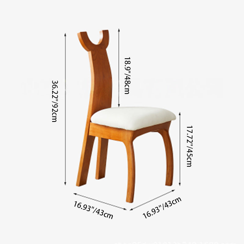 Traditional Vintage Cowl Square Cotton Linen Cat Scratch Leather Solid Wood Dining Chair Backrest Armless For Dining Room