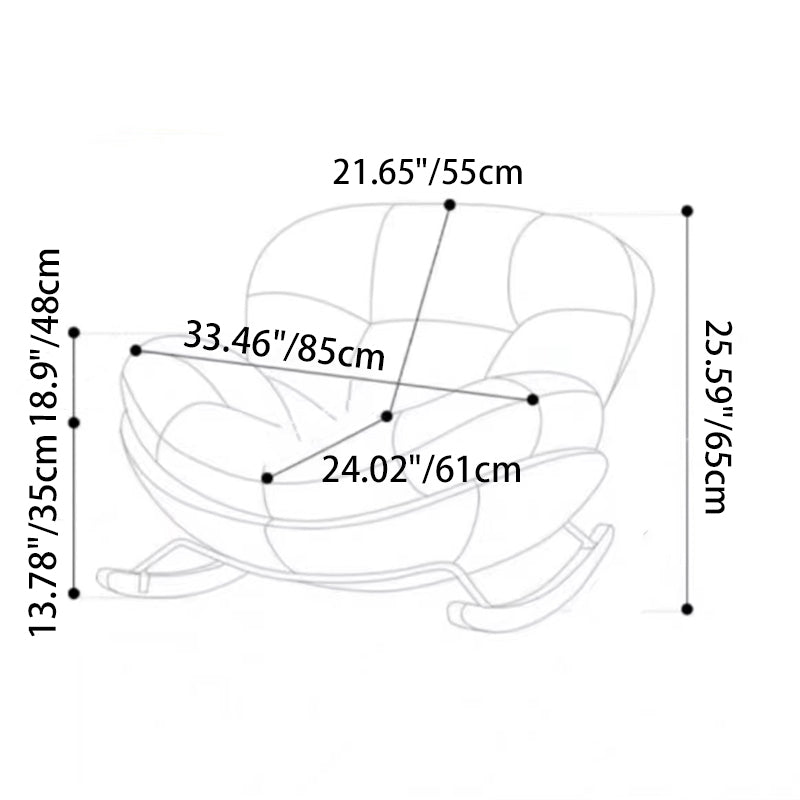 Contemporary Nordic Half-wrapped Design Velvet Fabric Cat-Scratch Resistant Leather Iron Solid Wood Plywood Rocking Chair With Backrest For Living Room