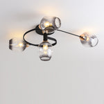 Contemporary Nordic Dome Gradient Iron Glass Lampshade 4/6 - Light Semi-Flush Mount Ceiling Light For Living Room
