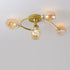 Contemporary Nordic Dome Gradient Iron Glass Lampshade 4/6 - Light Semi-Flush Mount Ceiling Light For Living Room