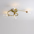 Contemporary Nordic Dome Gradient Iron Glass Lampshade 4/6 - Light Semi-Flush Mount Ceiling Light For Living Room