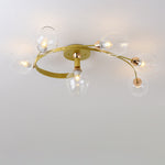 Contemporary Nordic Dome Gradient Iron Glass Lampshade 4/6 - Light Semi-Flush Mount Ceiling Light For Living Room