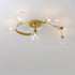 Contemporary Nordic Dome Gradient Iron Glass Lampshade 4/6 - Light Semi-Flush Mount Ceiling Light For Living Room