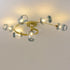 Contemporary Nordic Dome Gradient Iron Glass Lampshade 4/6 - Light Semi-Flush Mount Ceiling Light For Living Room