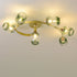Contemporary Nordic Dome Gradient Iron Glass Lampshade 4/6 - Light Semi-Flush Mount Ceiling Light For Living Room