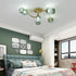 Contemporary Nordic Dome Gradient Iron Glass Lampshade 4/6 - Light Semi-Flush Mount Ceiling Light For Living Room
