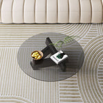 Modern Minimalist Solid Wood Plywood & Tempered Glass Round Mortise Base Coffee Table For Living Room