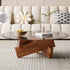 Modern Minimalist Solid Wood Plywood & Tempered Glass Round Mortise Base Coffee Table For Living Room