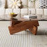 Modern Minimalist Solid Wood Plywood & Tempered Glass Round Mortise Base Coffee Table For Living Room