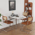 Modern Minimalist Foldable Oval Melamine Faced Board Wood Stainless Steel Dining Table For 4 Seats